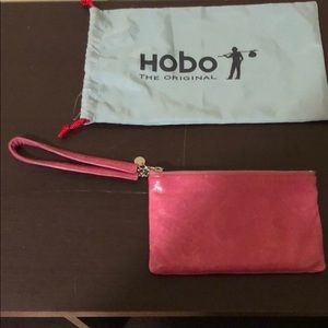 Adorable pink leather wristlet from Hobo
